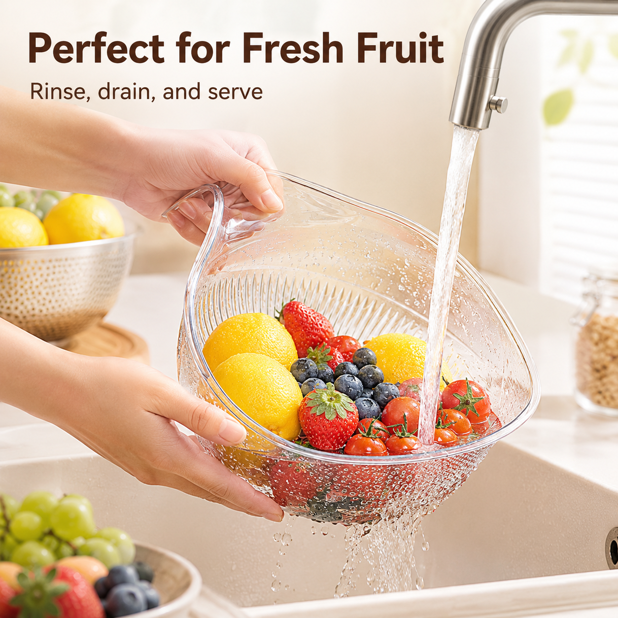 ✨All-in-One Kitchen Strainer – Wash Rice, Fruits & Veggies in Seconds 💧🥗🍚