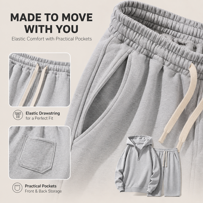 🧥 2-Piece Half-Zip Knit Hoodie & Straight-Leg Sweatpants Lounge Set 👖