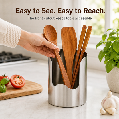 🍳 Stainless Steel Utensil Holder Caddy for Kitchen Countertop 🥢