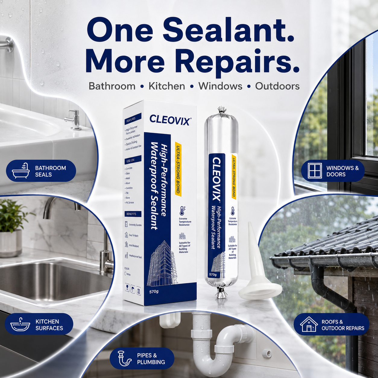 💧 High-Performance Elastic Waterproof Sealant for Leaks & Gaps (570g) 🛡️