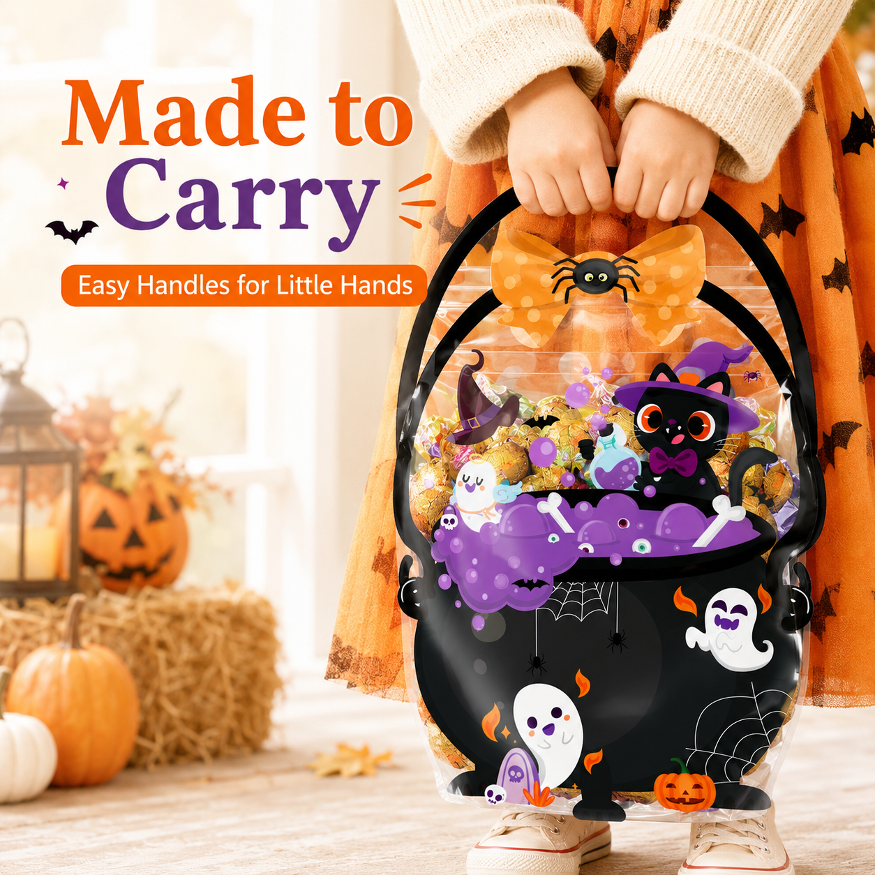 🎃 50-Piece Resealable Halloween Treat Bags with Handles for Candy 🍬
