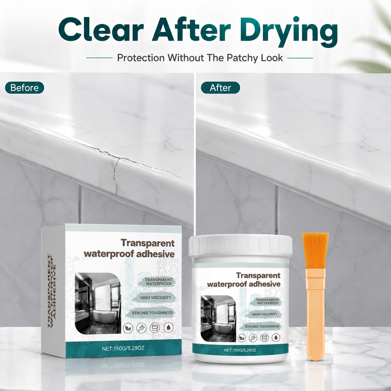 💧 Clear Transparent Waterproof Coating & Brush Sealant Kit 🖌️