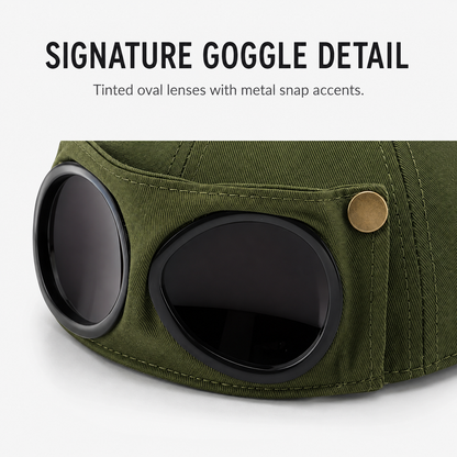 🧢 Cat Ear Aviator Goggle Baseball Cap with Tinted Lenses 🕶️