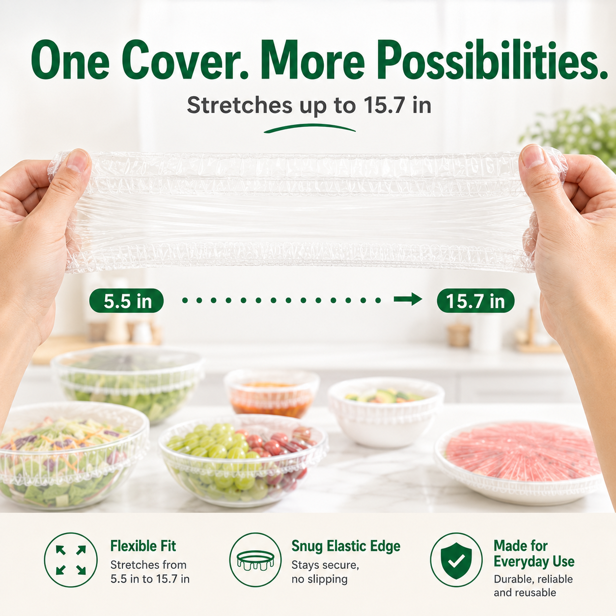 🥗 100Pcs Reusable Elastic Food Storage Covers Set 🍉