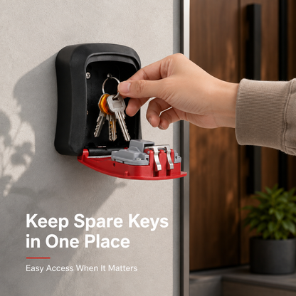 🔐 Wall-Mounted 4-Digit Combination Key Lock Box – Weatherproof Outdoor Key Safe ✨