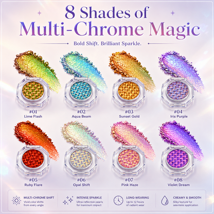 🔥 55% OFF Last Day ✨ Multi-Chrome Color-Shifting Eyeshadow 🌈 12H Iridescent Sparkle