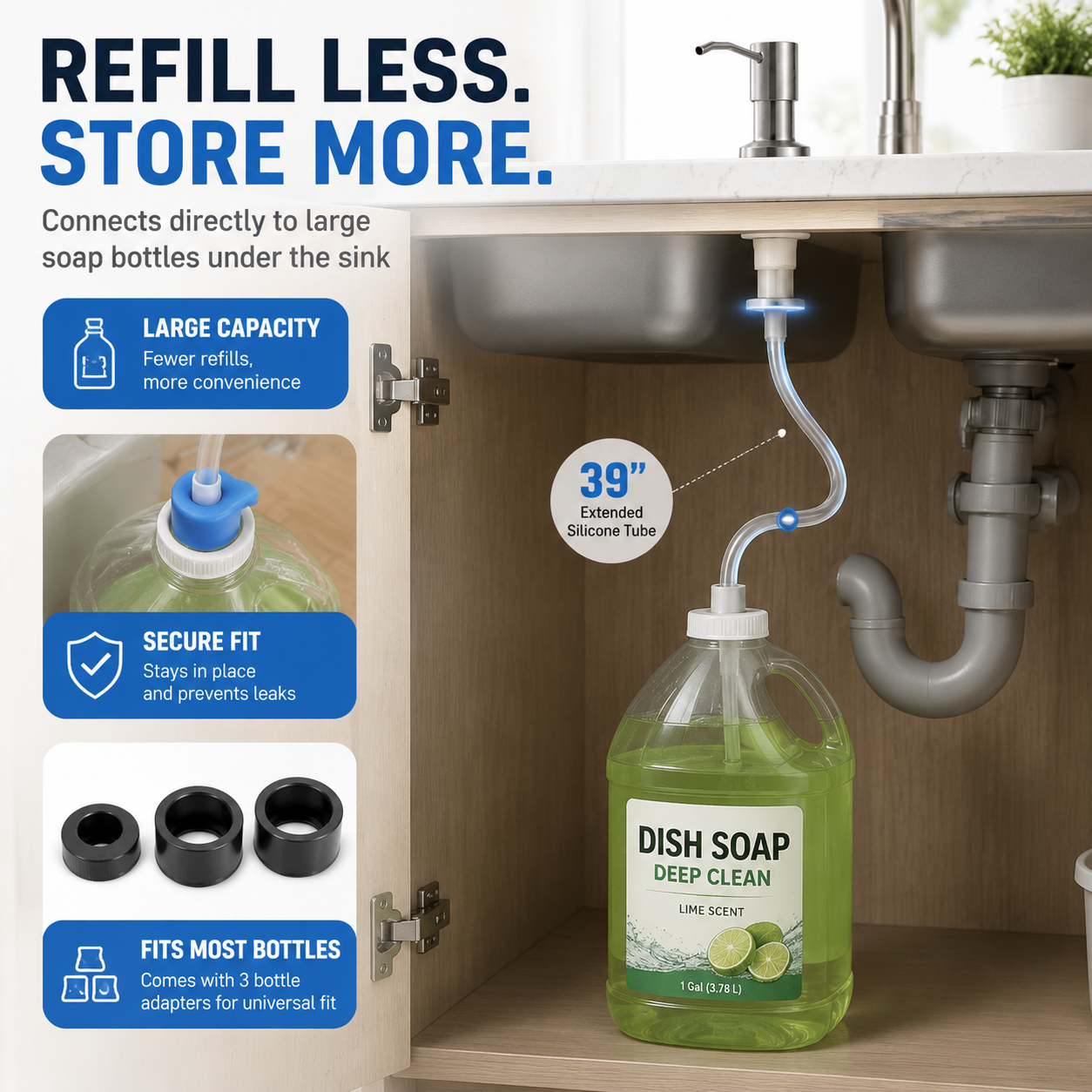 🧽 Built in Kitchen Sink Soap Dispenser Extension Tube Kit with Check Valve 💧