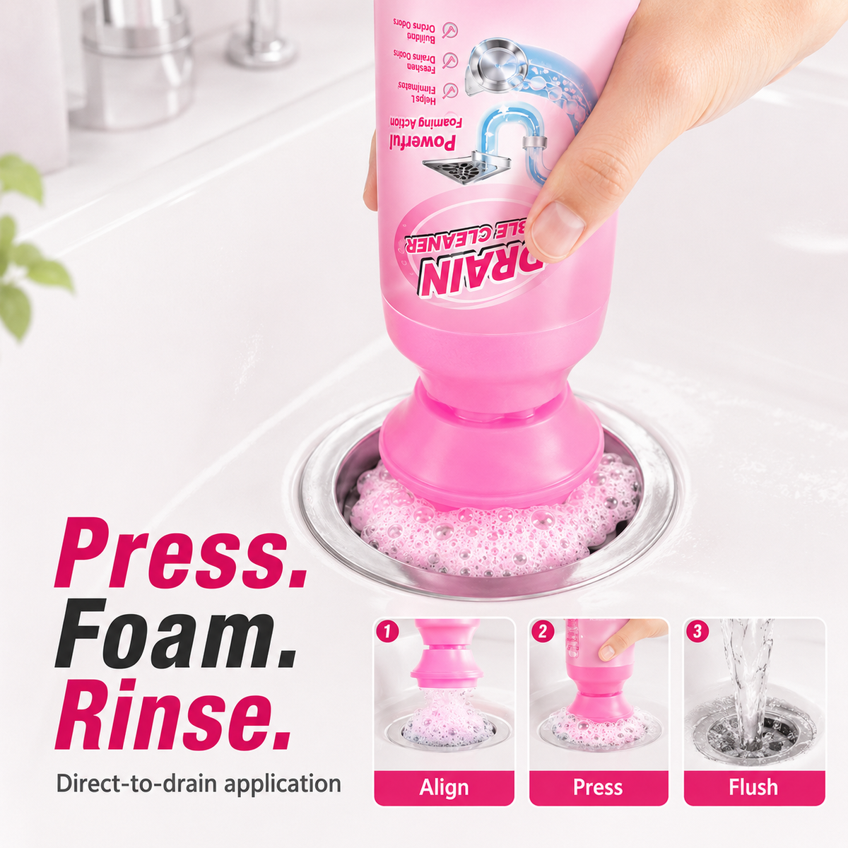 ⚡️ [BUY 1 GET 1 FREE] 🫧 Foaming Pipe Cleaner & Drain Deodorizer – 360° Expanding Sink Foam ✨