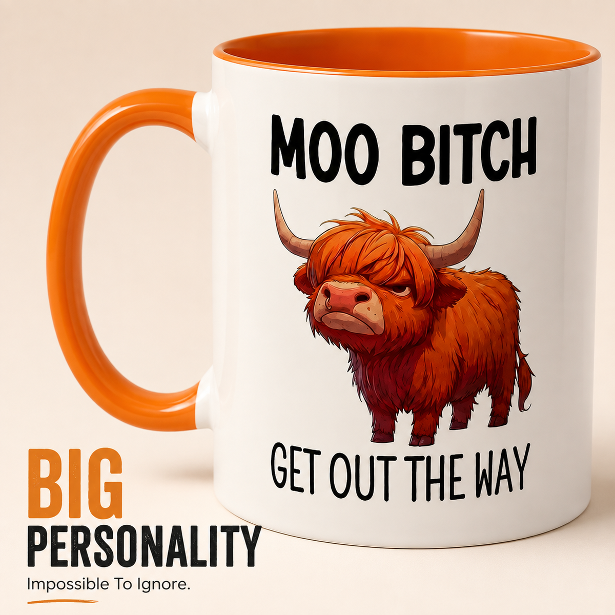 🐮 Sarcastic Highland Cow Coffee Mug – Moo Bitch Novelty Cup ☕
