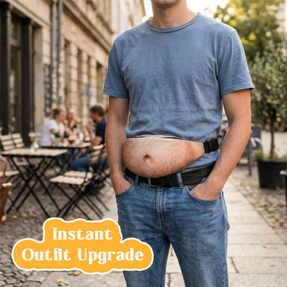😂 Funny Realistic Big Belly Waist Bag – Novelty Dad Bod Fanny Pack 🎁