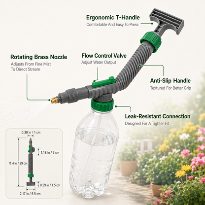 💦 Universal Pressure Bottle-Mount Sprayer Attachment with Brass Nozzle 🌱