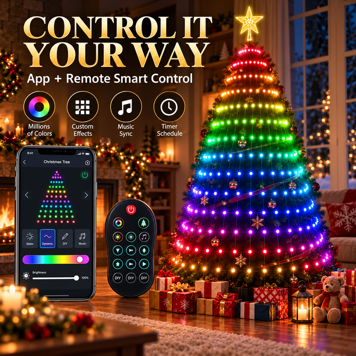 ✨ Smart RGB LED Christmas Tree with App & Music Sync Control 🎄