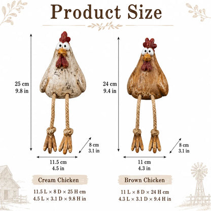 ✨ Rustic Farmhouse Chicken and Goose Shelf Sitters with Swinging Legs 🐔