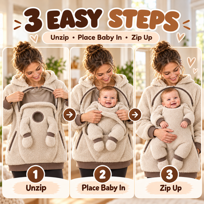 🧸 Cozy Baby Carry Hoodie – Soft Sherpa Warmth for Mom & Baby
