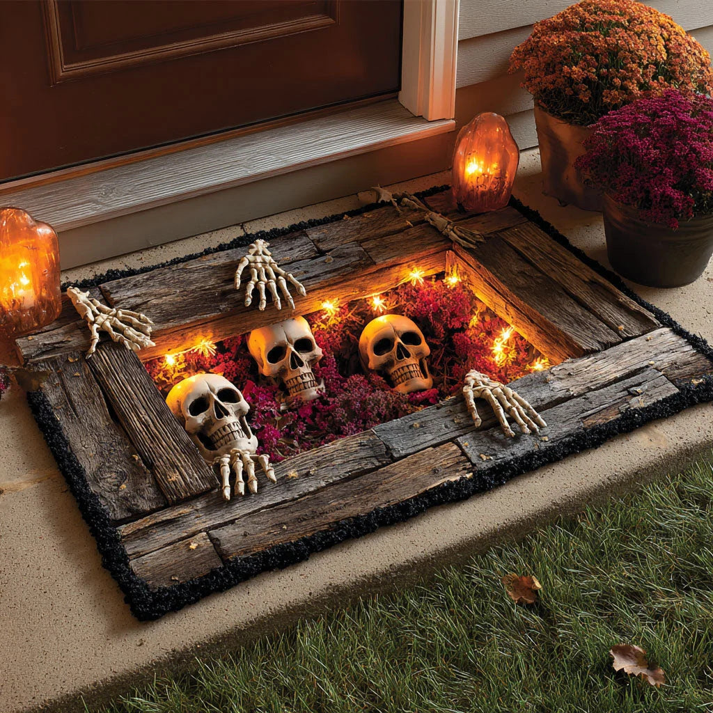 🎃 Halloween Plush Doormat – Soft Crystal Velvet Entryway Mat, Non-Slip Front Door Rug for Festive Home Decor