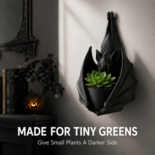 🦇 Sculpted Gothic Bat Wall Hanging Planter & Succulent Holder 🌿