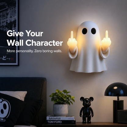 👻 Sassy Ghost Wall Light – Cheeky Illuminated Hand Gesture Room Decor 💡