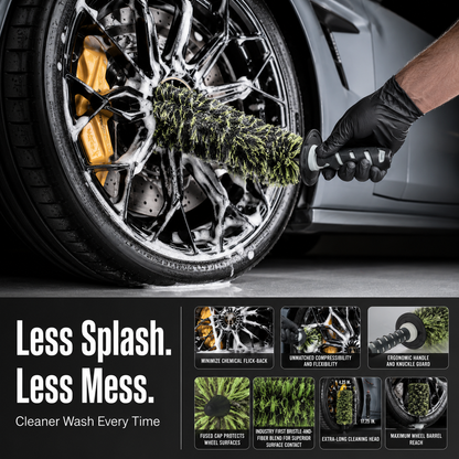 🚗 DeepReach™ Wheel Barrel Cleaning Brush – 17"+ Flexible Low-Splash Detail Brush