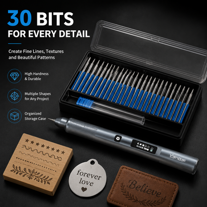 🖊️ Cordless Electric Engraving Pen Kit with 30 Bits and LED Light ⚡