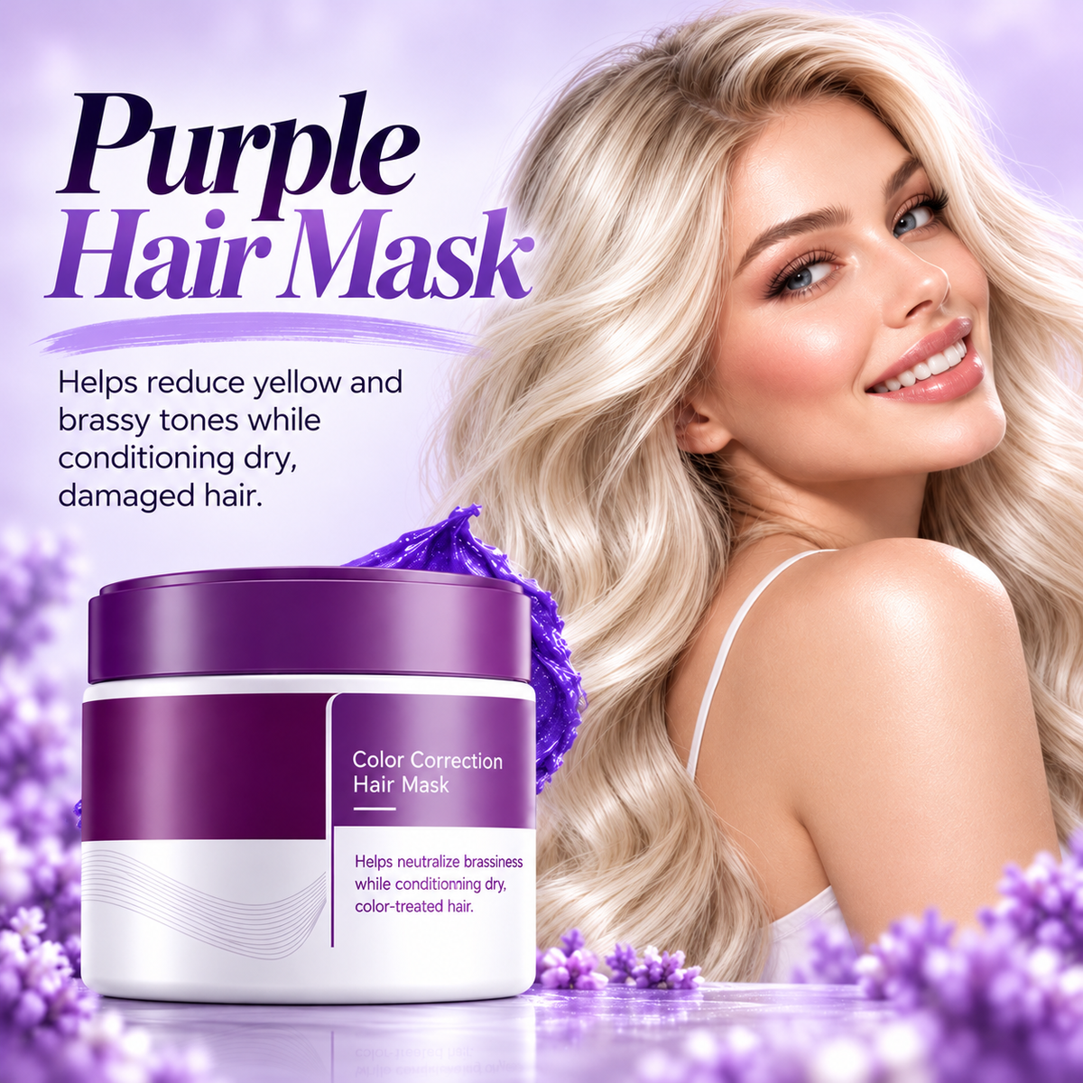 💜 Purple Toning Hair Mask – Cooler Blonde, Softer & Brighter-Looking Hair