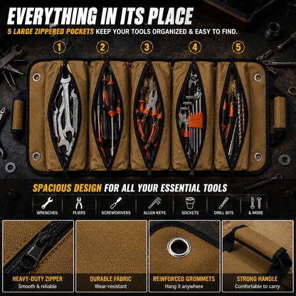 🛠️ Universal Heavy-Duty Roll-Up Tool Bag