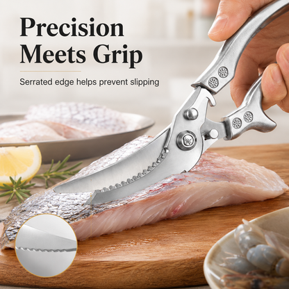 🔥 Multifunction Kitchen Scissors with Fish Scale Scraper & Spring-Action Handle✨