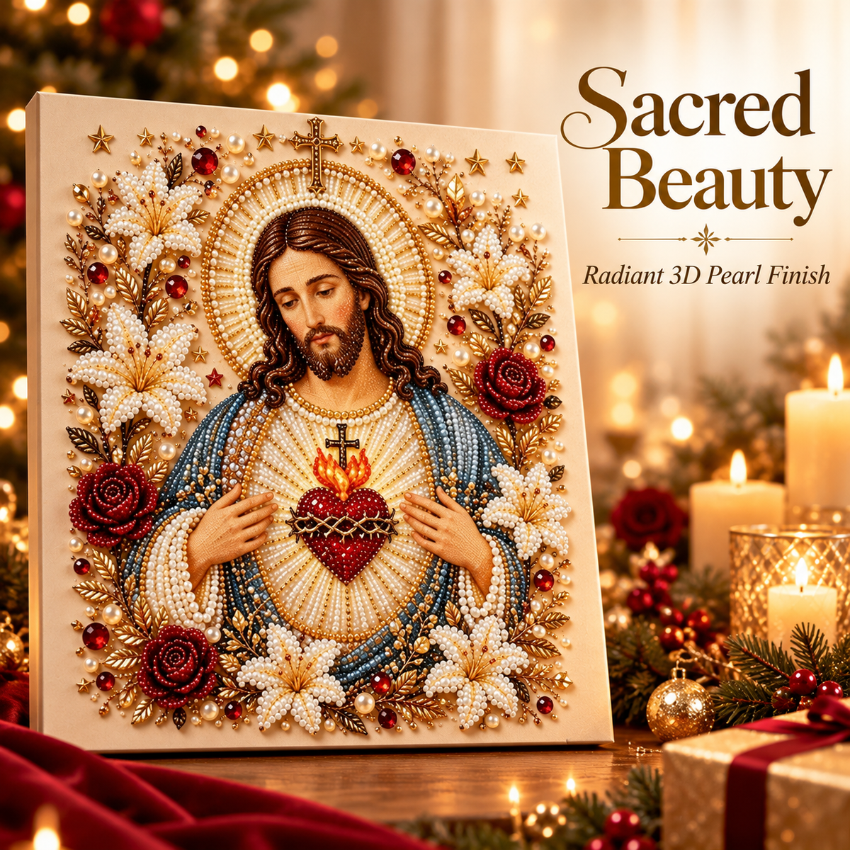 ✝️ 3D Pearl Rhinestone Holy Family Diamond Painting DIY Kit | Nativity Wall Art 🌟