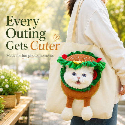 🐱 Cartoon Character Cat Carrier Tote – Face-Forward Shoulder Bag 📸