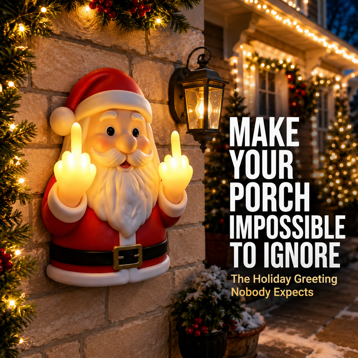 🎅 Cheeky Lighted Santa Wall Decor – Funny Holiday Humor 💡
