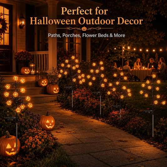 🎃 Solar Halloween Pumpkin Stake Lights (20 LED) ☀️