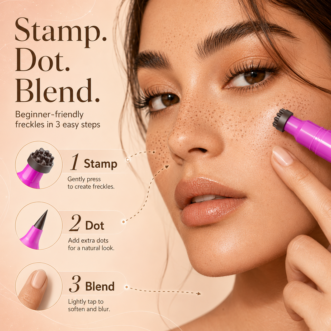 ✨ Dual-Ended Freckle Stamp Pen – Natural Faux Freckles & Beauty Marks in Seconds