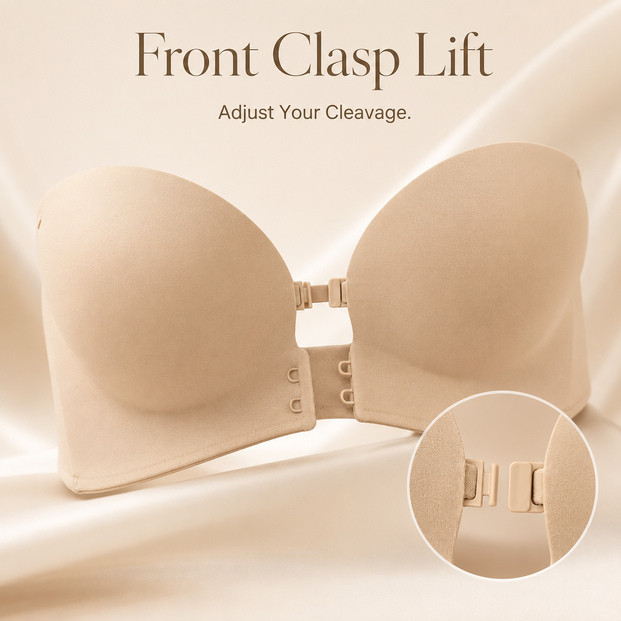 ✨ Convertible Strapless Push Up Bra Front Buckle Non Slip Invisible Lingerie 💃
