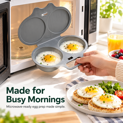 🍳 Double-Cavity Microwave Egg Poacher – Nonstick Fast Breakfast Egg Cooker ✨