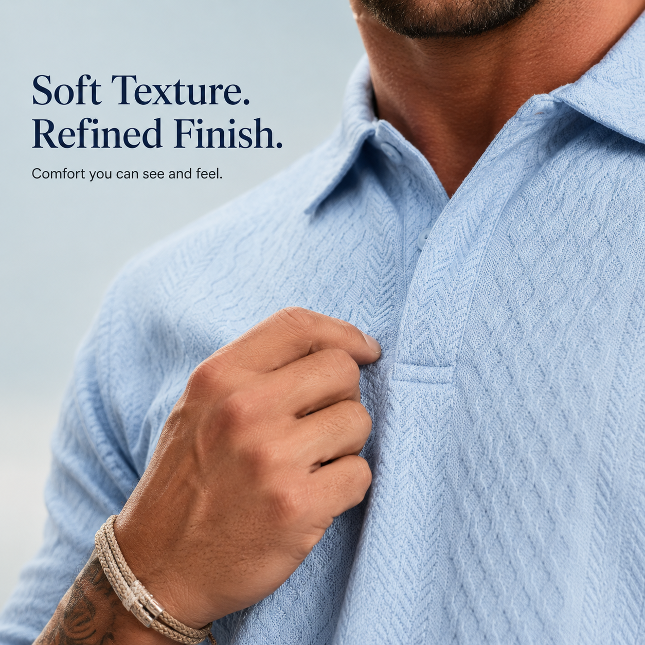 👔 Mens Textured Short Sleeve Polo Shirt and Drawstring Shorts 2 Piece Set 🩳