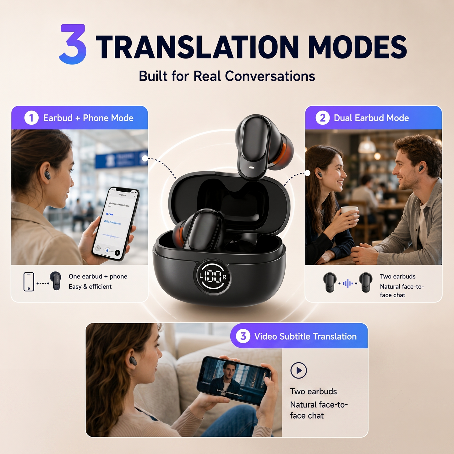 🔥 HOT SALE 50% OFF 🔥 🗣️ 135-Language AI Translator Wireless Bluetooth Earbuds 📶