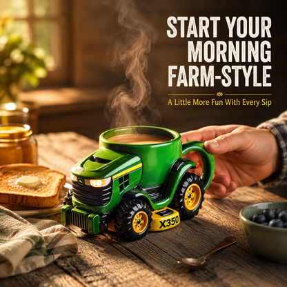 🚜 3D Sculpted Farm Tractor Novelty Mug – Rustic Harvester Coffee Cup 🌾