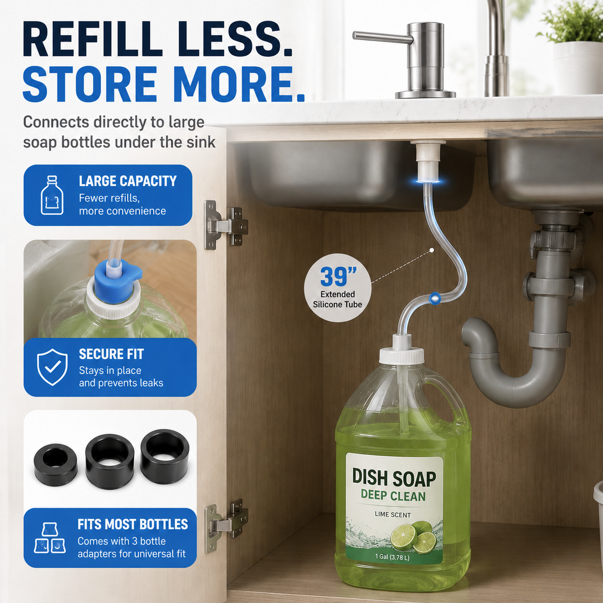 🧽 Built in Kitchen Sink Soap Dispenser Extension Tube Kit with Check Valve 💧
