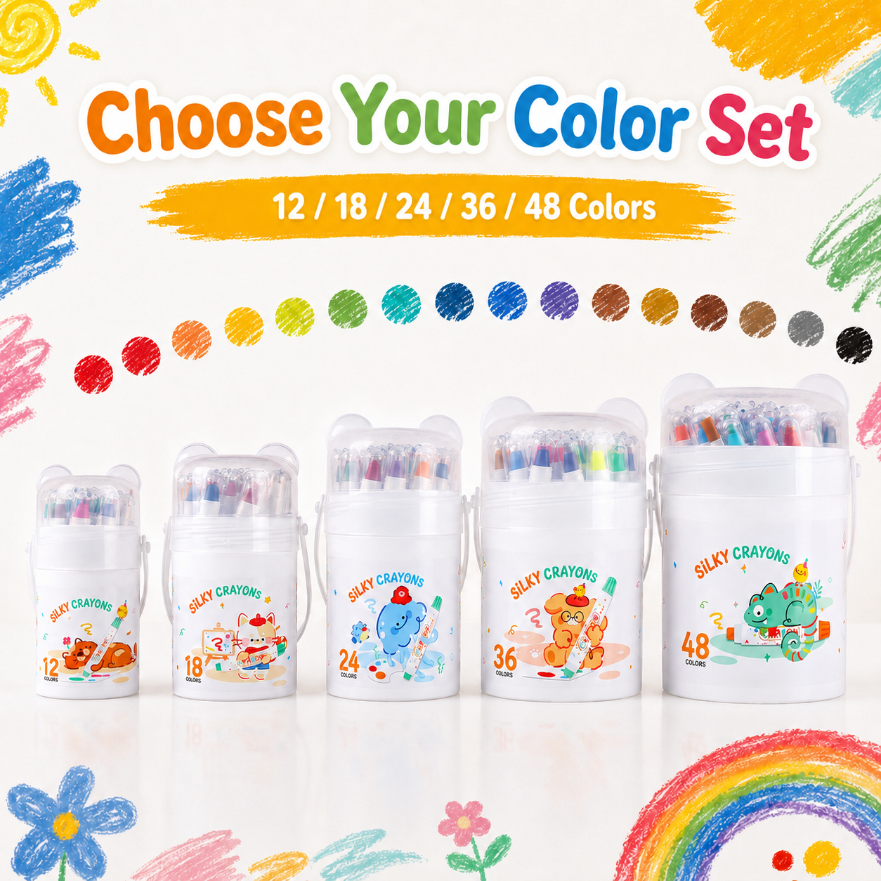 🎨 Washable Twist-Up Silky Crayons for Kids – Mess-Free 3-in-1 Coloring Set