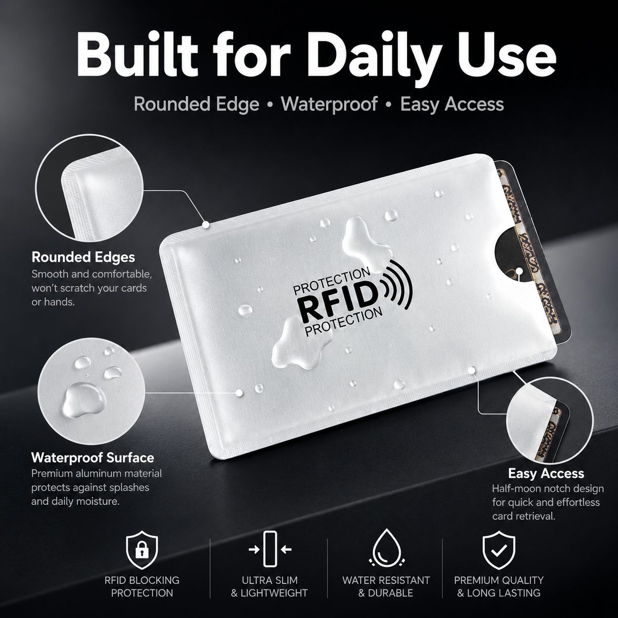 🛡️ RFID Blocking Card Sleeves 8-Pack – Slim Anti-Scan Card Protectors for Wallet Security