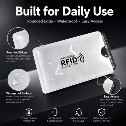 🛡️ RFID Blocking Card Sleeves 8-Pack – Slim Anti-Scan Card Protectors for Wallet Security