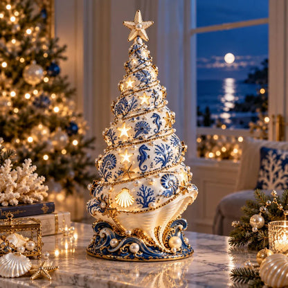 ⏳ Last Day 56% OFF – 🌊 Coastal Christmas Seashell Tree Projection Lamp