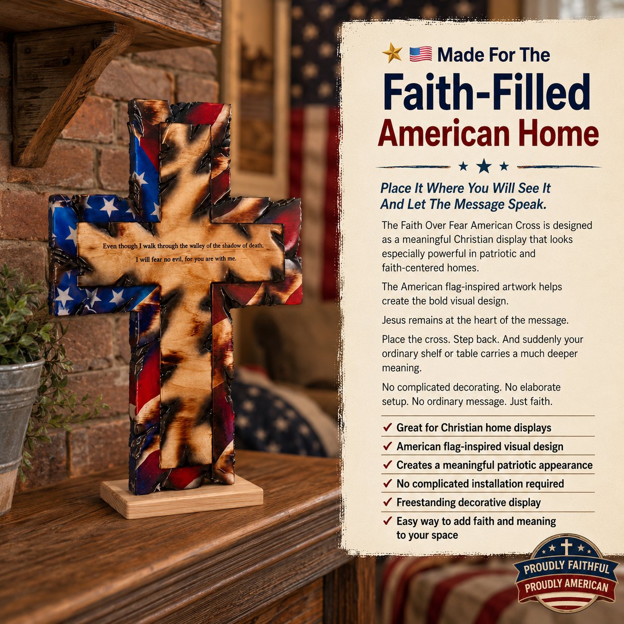 🇺🇸 Faith Over Fear American Cross-Buy 2 Get Free Shipping