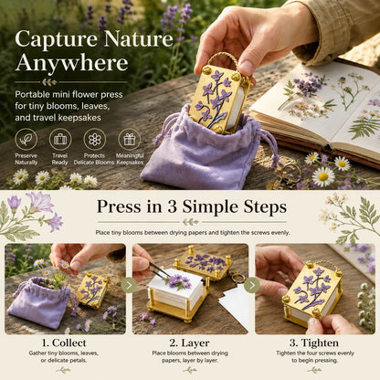 🌸🍃 Mini Portable Flower Press – Preserve Blooms & Create Lasting Keepsakes
