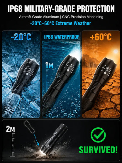 🔦High Power Zoomable White Laser Flashlight🔥