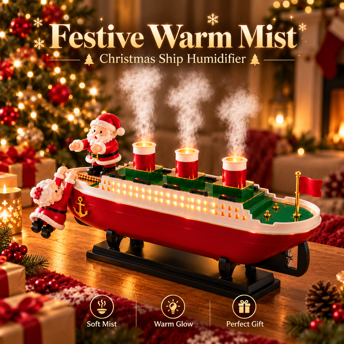 🎄 Christmas Magic Ship Humidifier ✨ A Little Ship Full of Christmas Wonder
