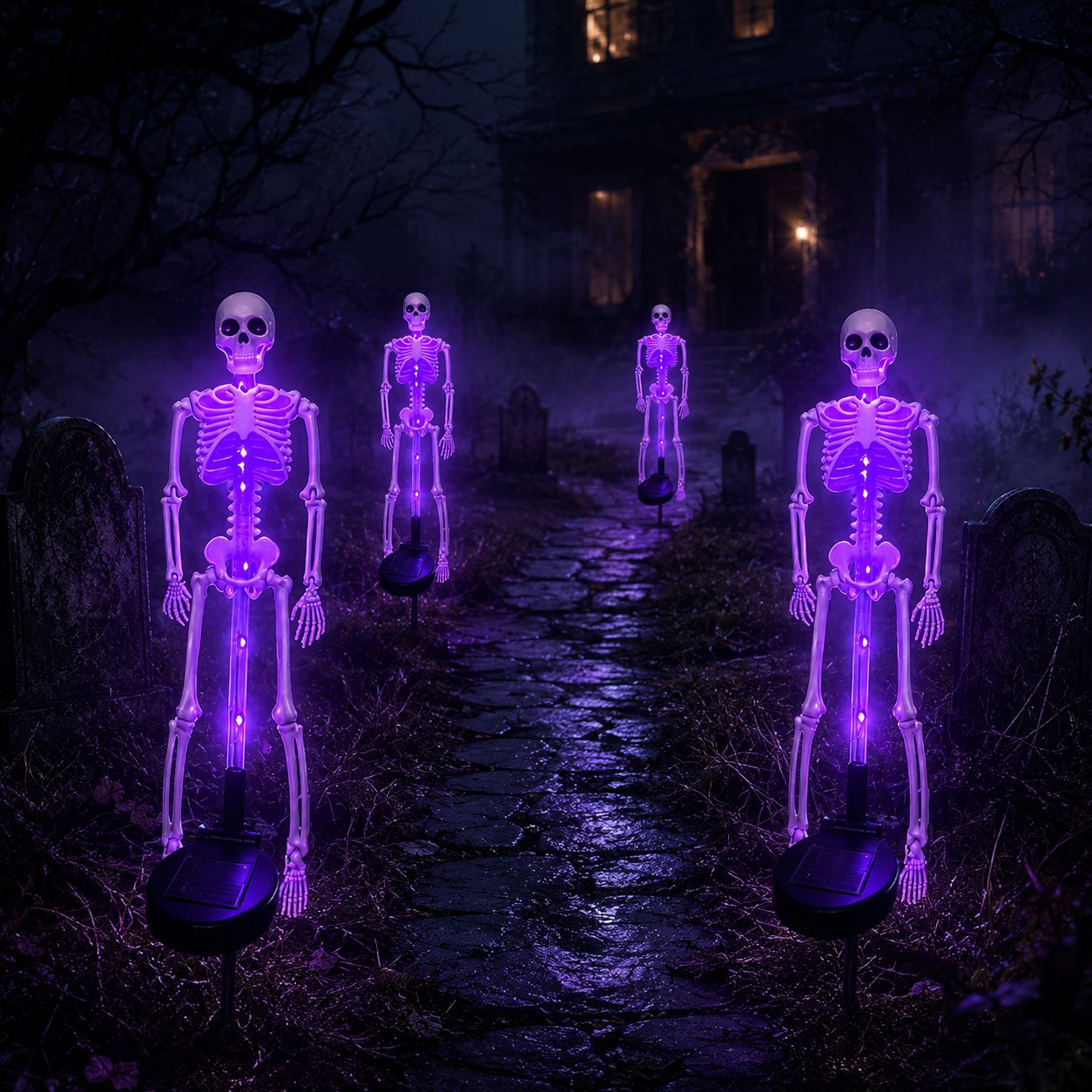 💜 Solar Light-Up Skeleton Yard Stake – Purple Glow Halloween Outdoor Decor 👻