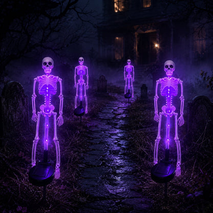 💜 Solar Light-Up Skeleton Yard Stake – Purple Glow Halloween Outdoor Decor 👻