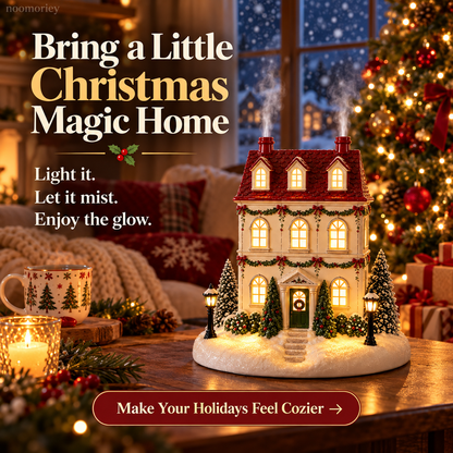 🎄 Lighted Christmas House Diffuser – Cozy Holiday Cottage with Gentle Mist ✨