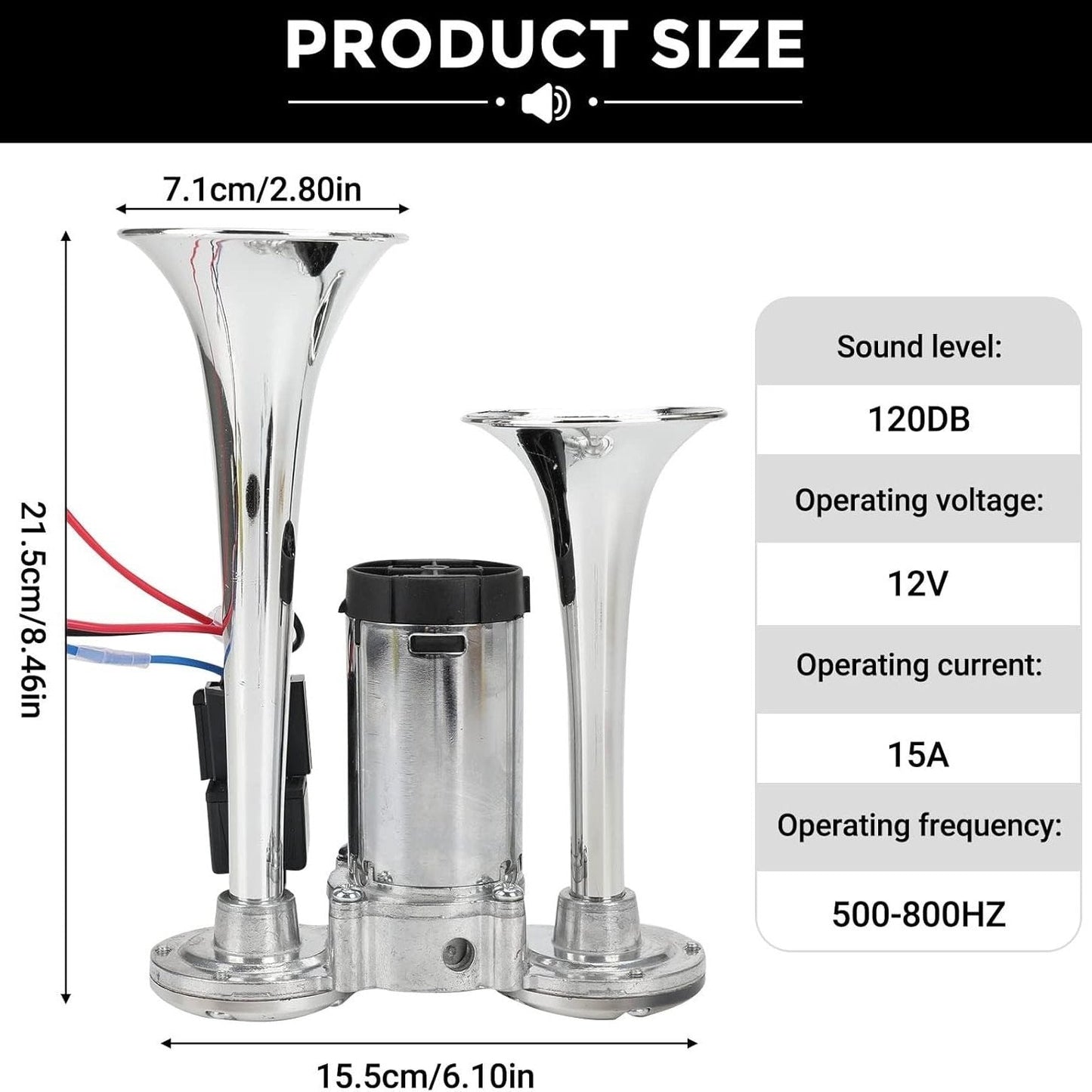 📢2026 Upgraded 150dB Super Loud 12V Dual Air Horn Kit ⚡