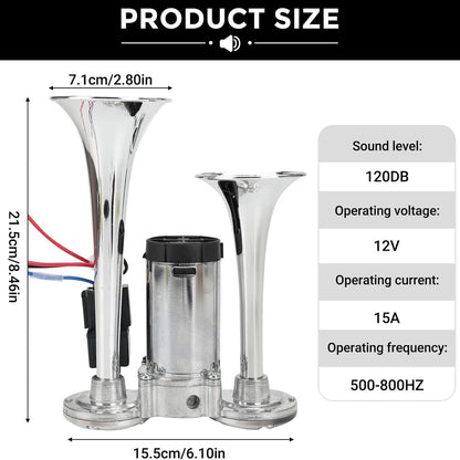 📢2026 Upgraded 150dB Super Loud 12V Dual Air Horn Kit ⚡